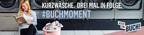 Webshop-Banner: Kurzwäsche. Dreimal in folge. #Buchmoment