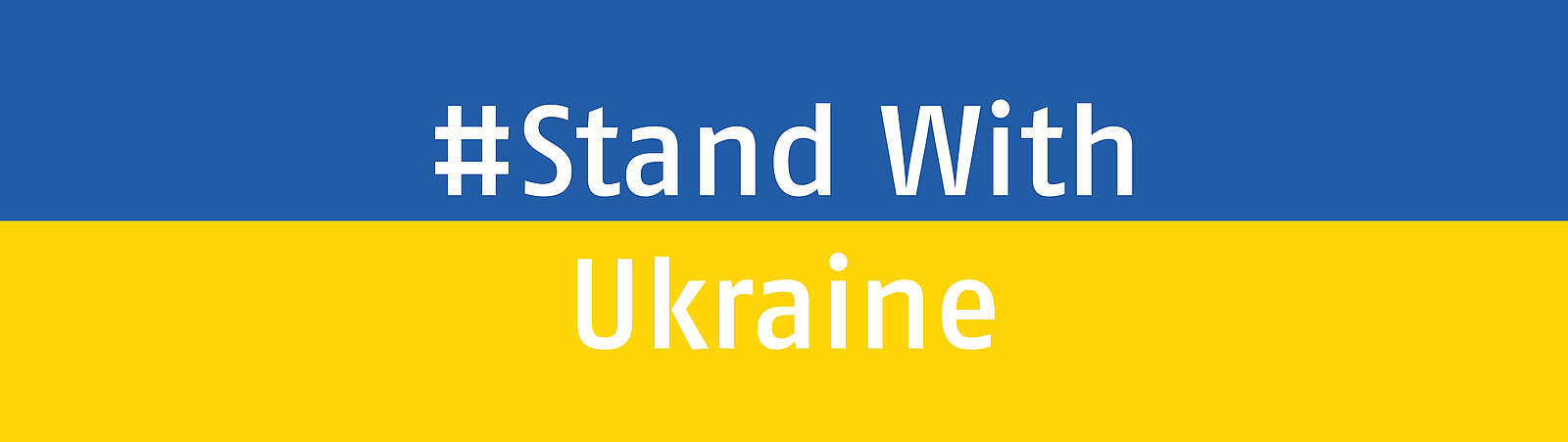 Stand With Ukraine, in den Farben der Ukrainischen Flagge