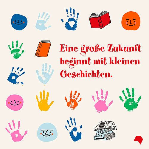 Social-Media-Vorlage 1zu1 "Eine große Zukunft beginnt mit kleinen Geschichten."