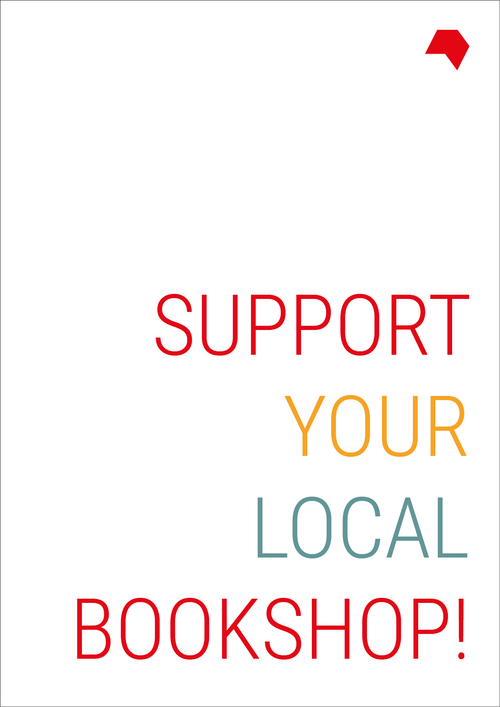 Download: Bunte Schrift auf weißem Hintergrund: Support your local bookshop