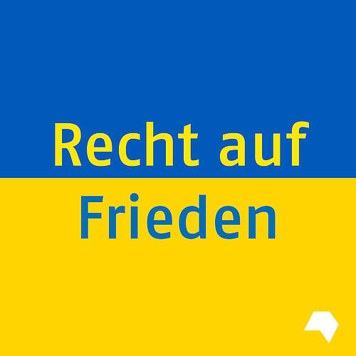 Download: Schrift und Hintergrund in den Farben der ukrainischen Flagge: Recht auf Frieden