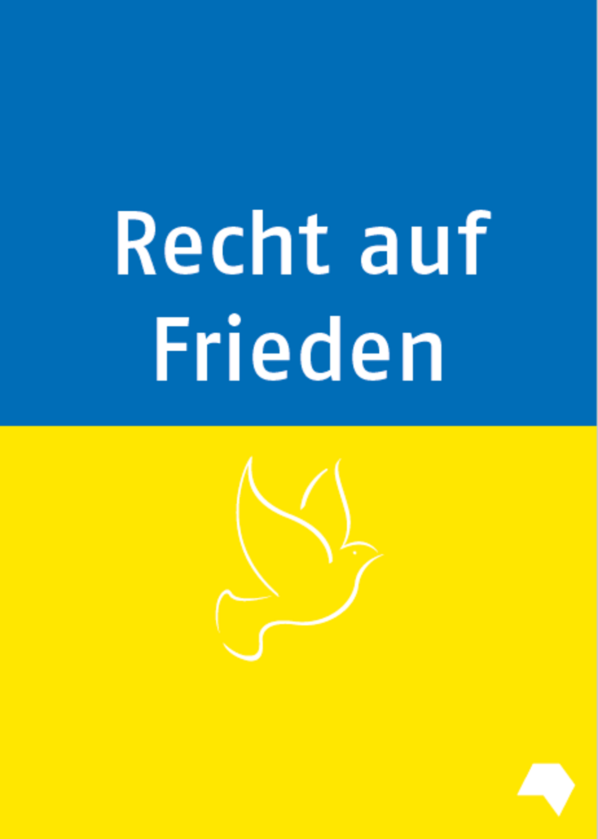 Farben der ukrainischen Flagge. Text: Recht auf Frieden