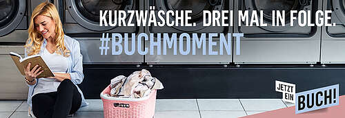 Webshop-Banner: Kurzwäsche. Dreimal in folge. #Buchmoment