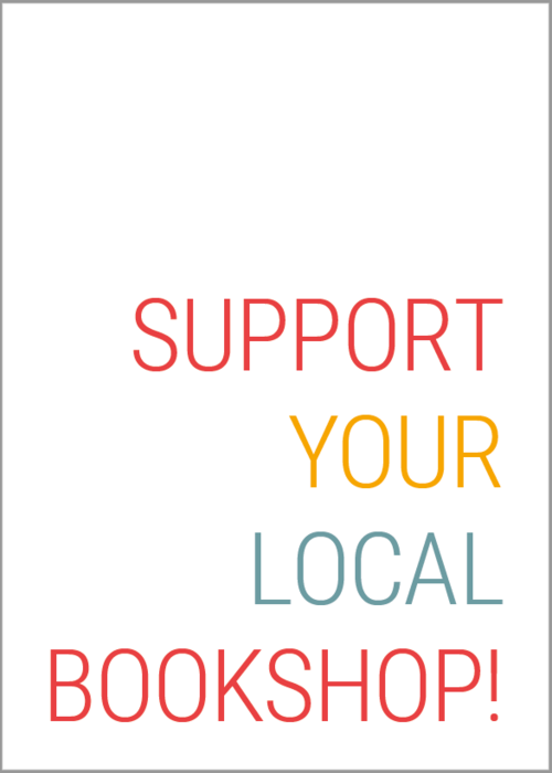 Download: Bunte Schrift auf weißem Hintergrund: Support your local bookshop