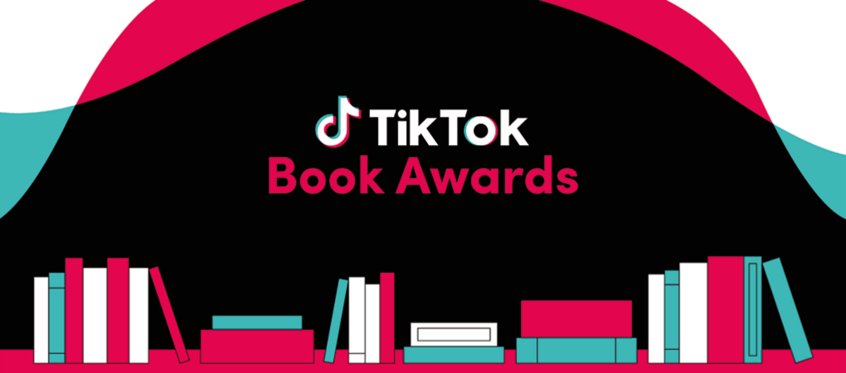 weiß/rote Schrift auf schwarzem Hintergrund: "TikTok Book Awards"