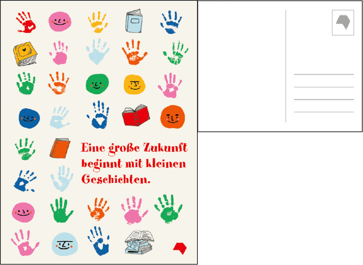 Postkarte "Eine große Zukunft beginnt mit kleinen Geschichten."