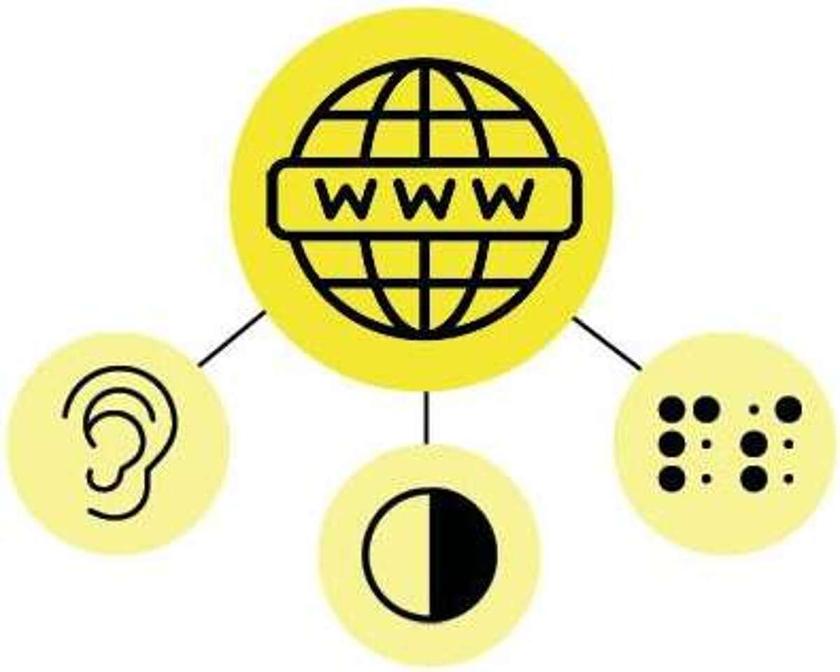 Piktogramm für Internet (www) mit Symbolen der Barrierefreiheit
